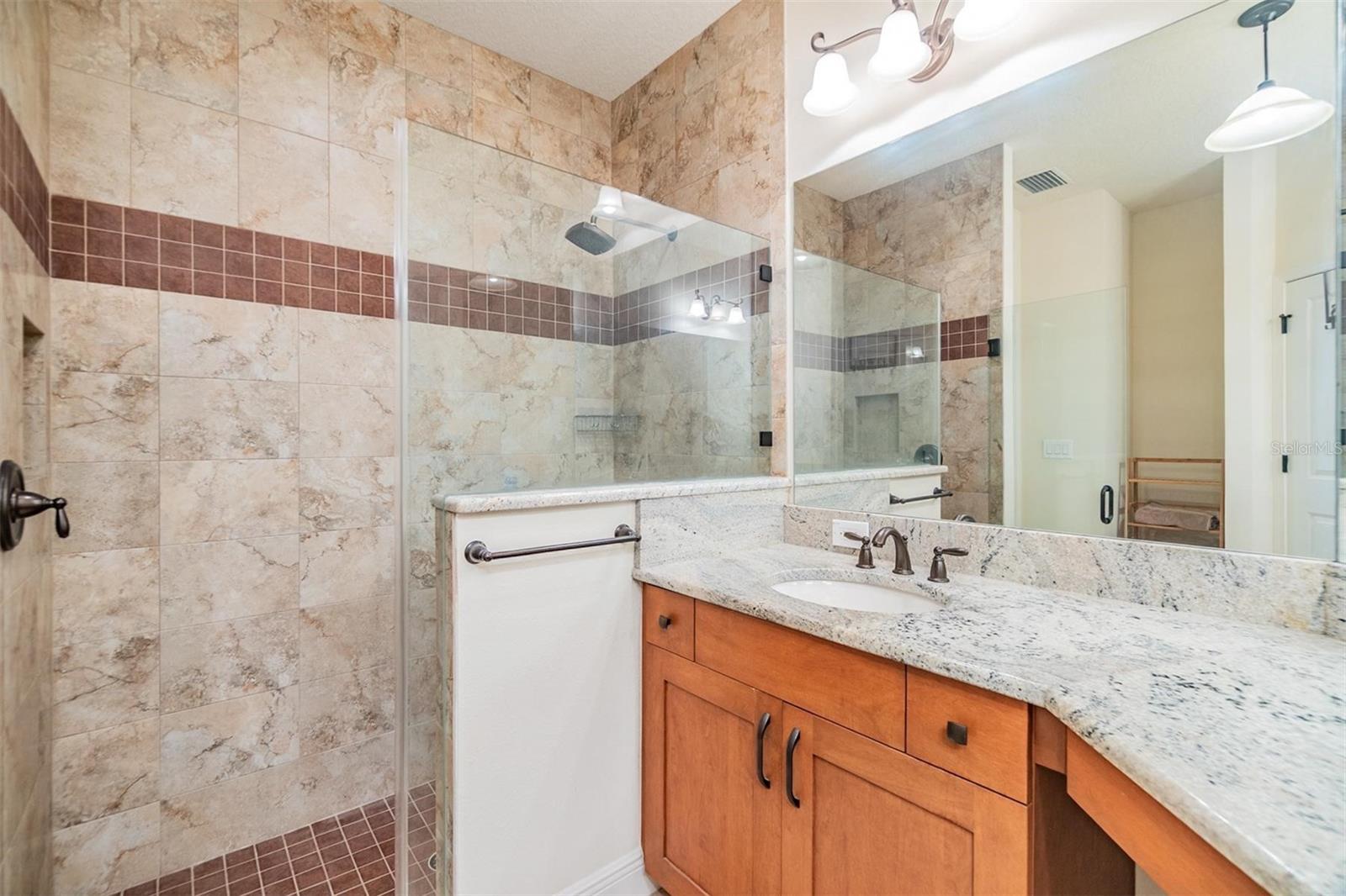 Oversized, walk-in shower