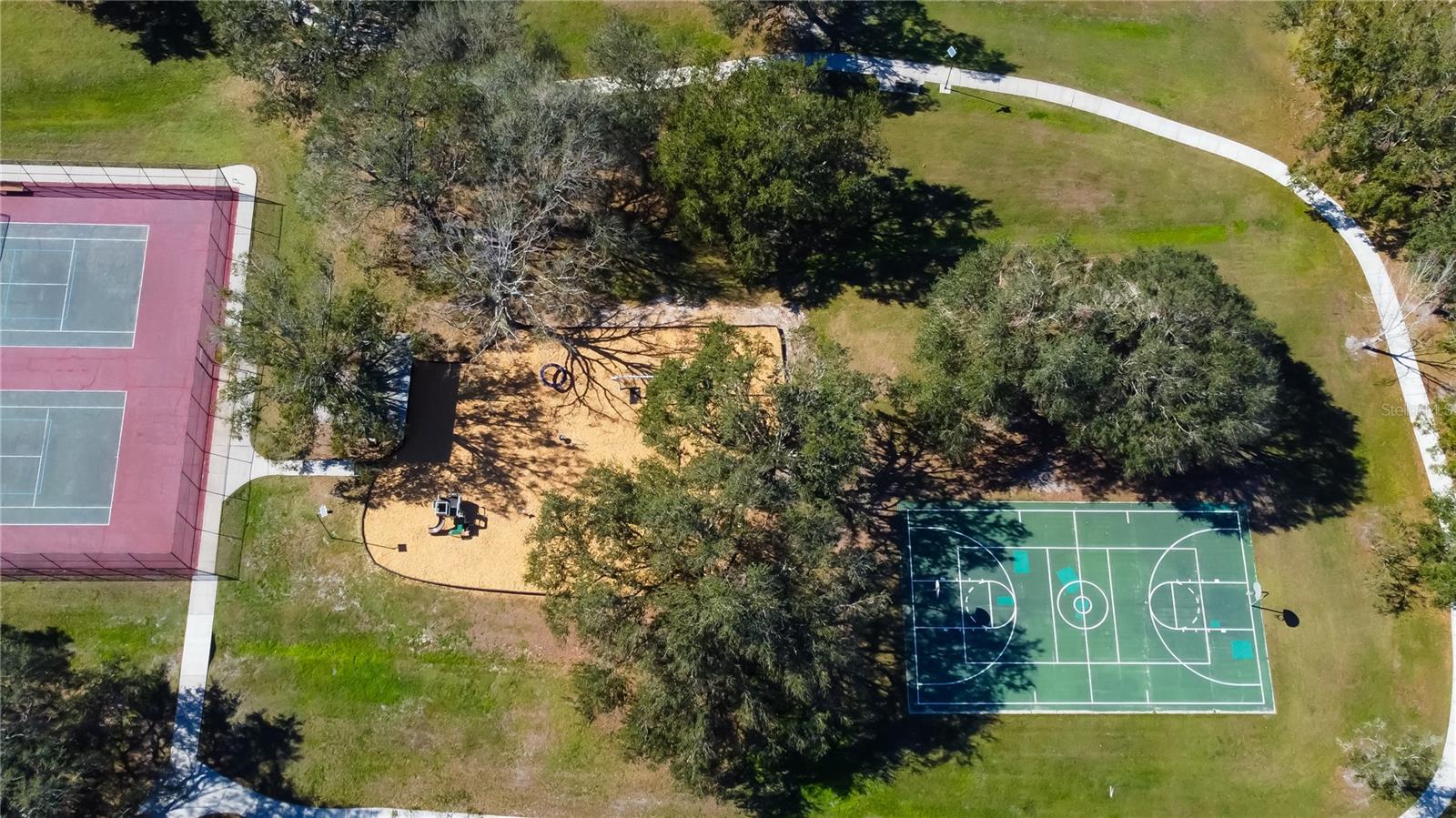 78. Country Place West Park Aerials Show YOU What This Park Offers  - Basketball & Tennis & Pickleball Courts - Longer Walking Trails - Another Playground - a Couple Blocks from Country Place Park