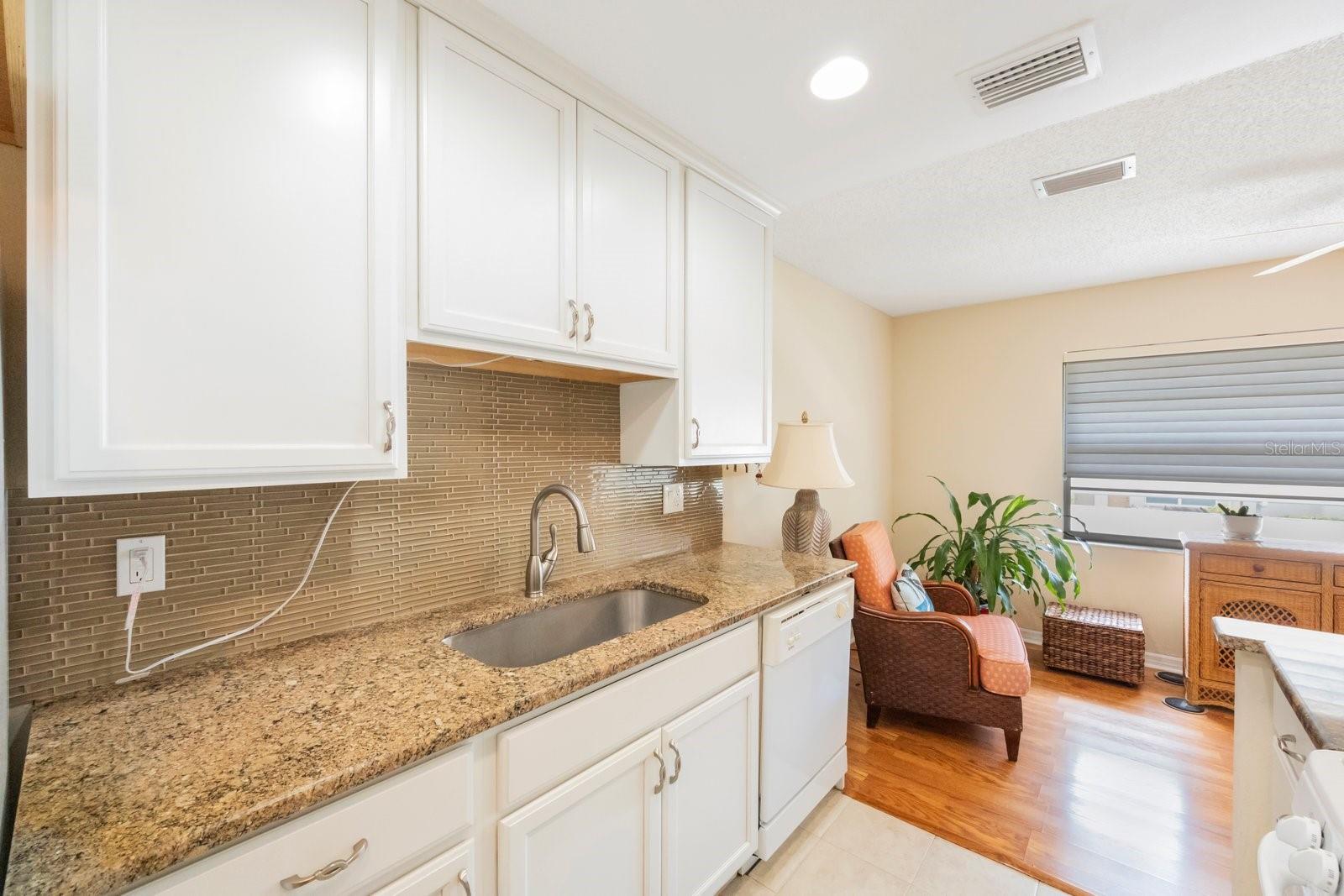 Granite Countertops and Glass Tile Backsplash