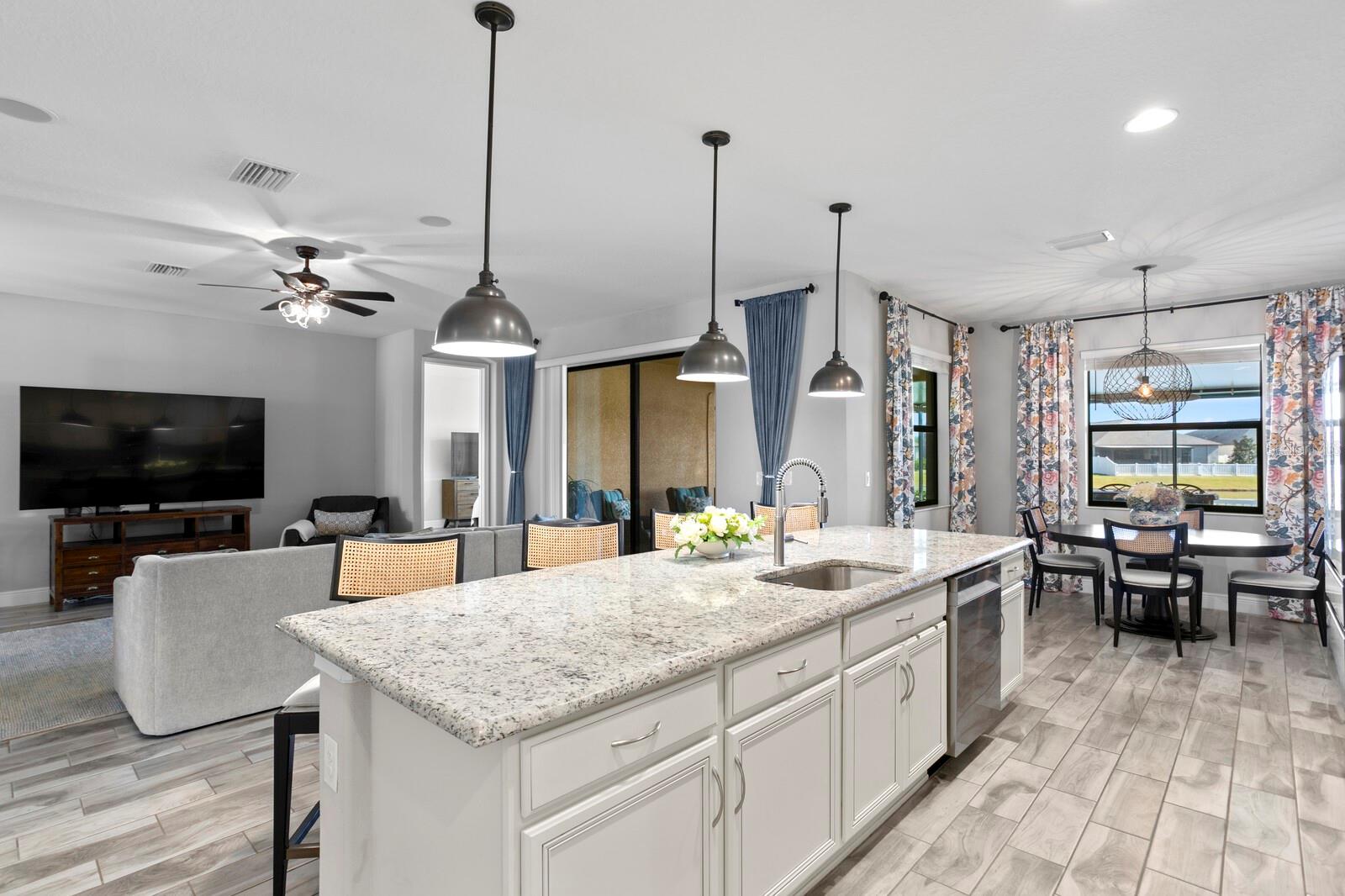 Views from your kitchen island looking towards the family room