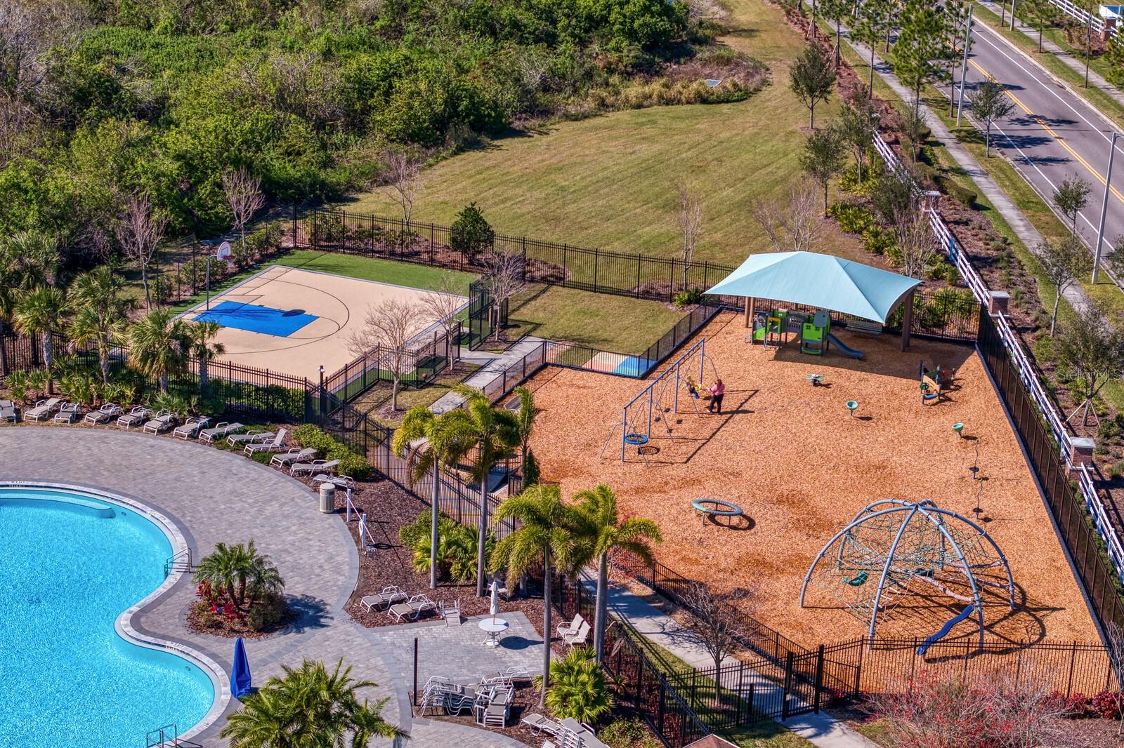 Community playground and basketball court