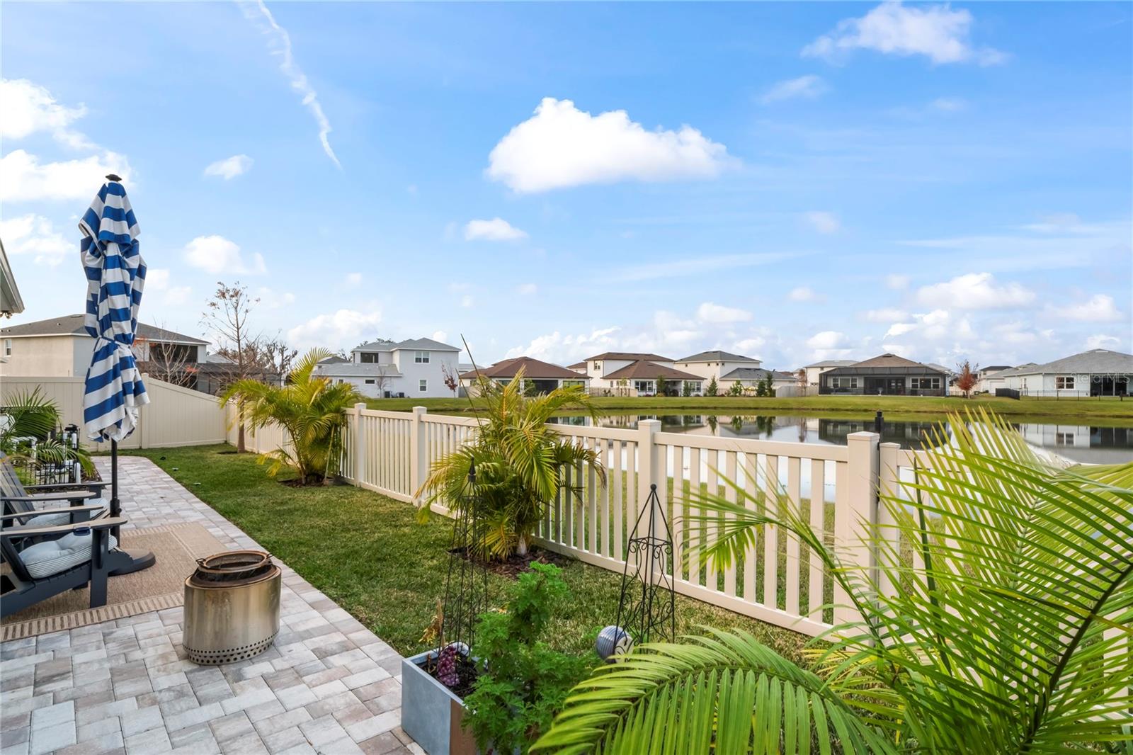 Rear Gated Paved Patio/ Pond View