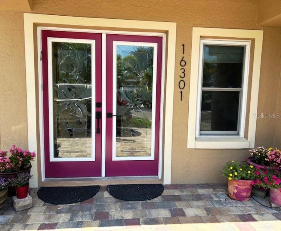 Double leaded glass entry doors