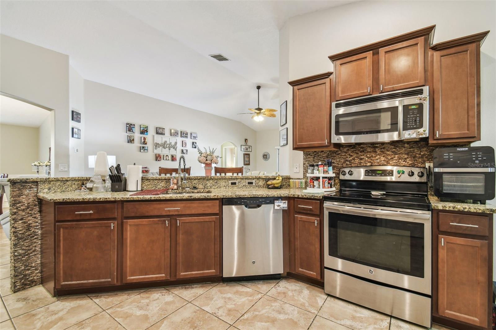 Kitchen overlooking the Living room