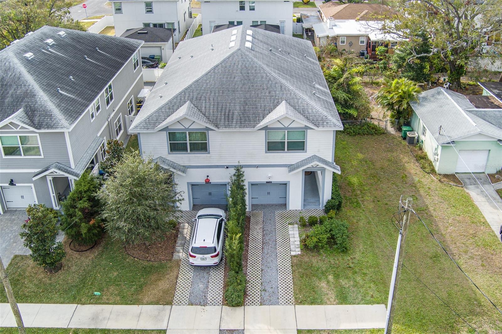 Drone view of 2704 W Gray St #B on the right side of the building