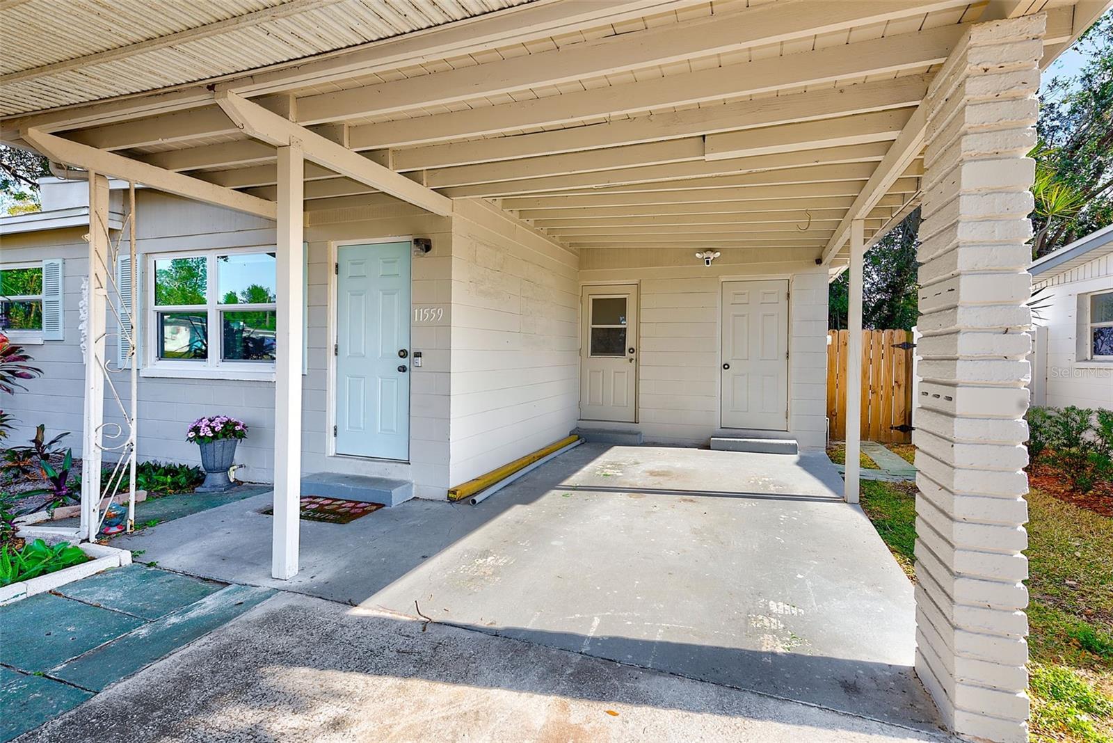 Carport with utility room