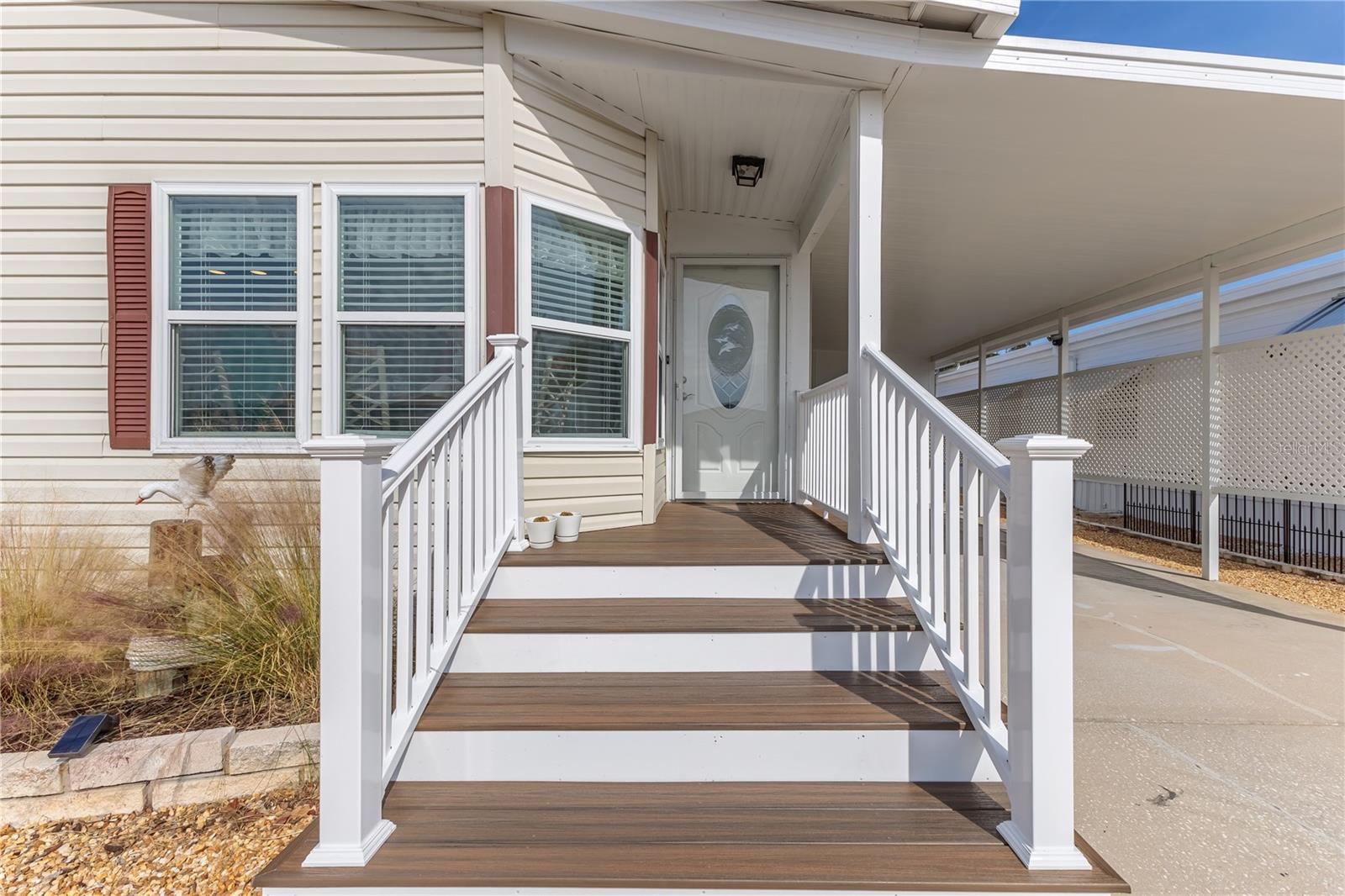 Composite decking to enter into your beautiful front door!