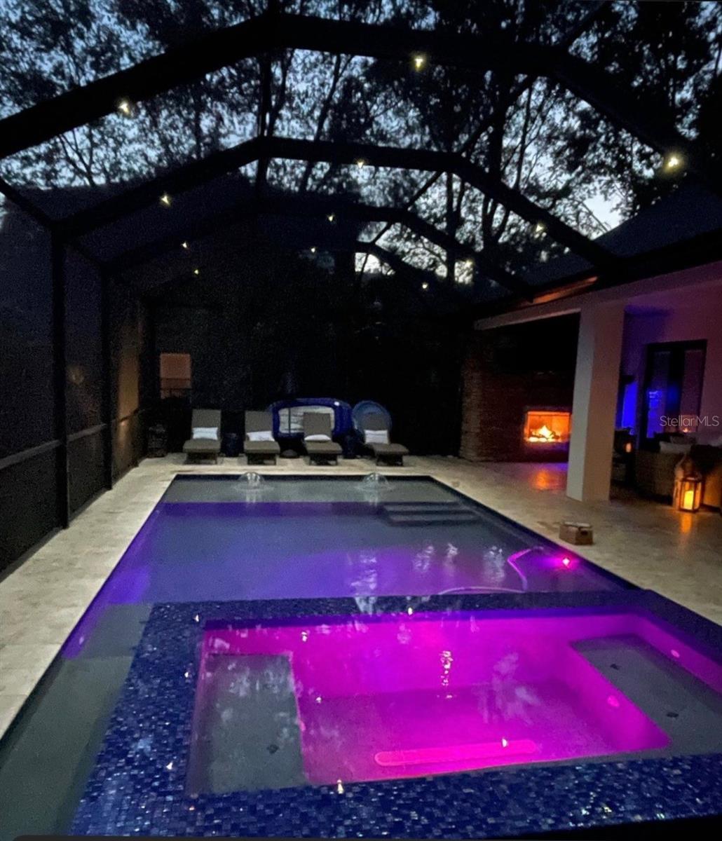 Gorgeous pool lights elevate  night swims.