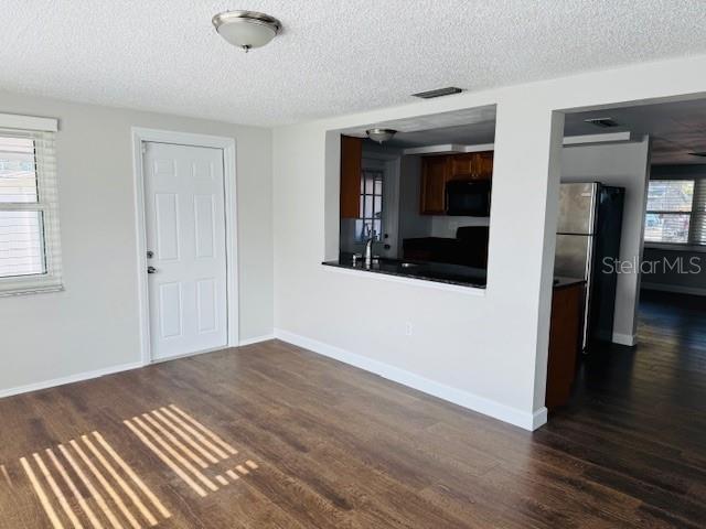 family room view to kitchen