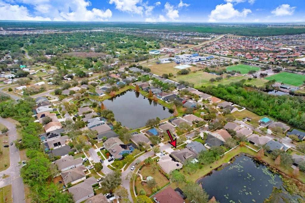 Aerial view pointing to home