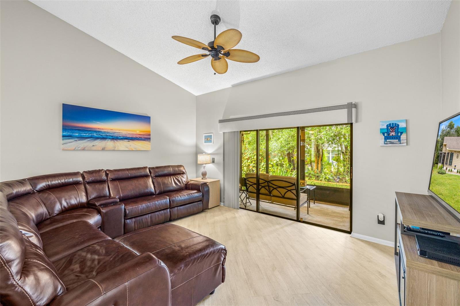 Another view of Living Room and cozy, adjacent lanai