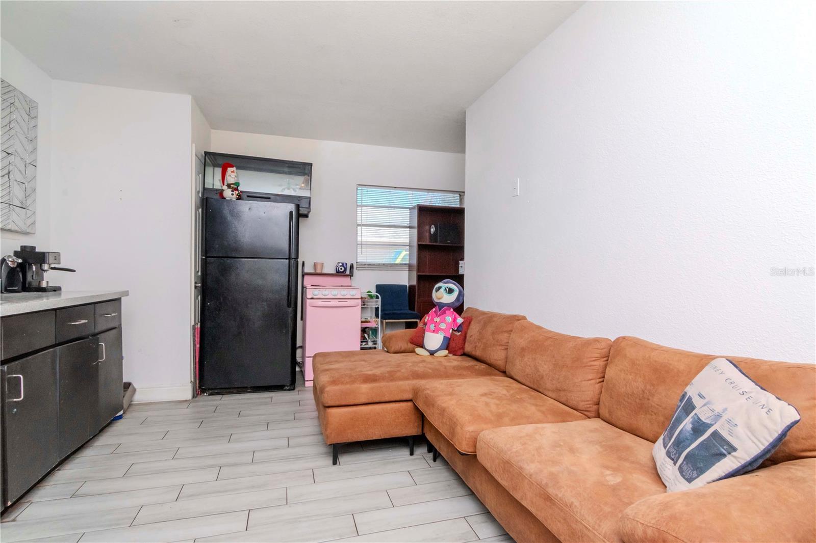 Garage Efficiency Apartment Kitchen and Living Area