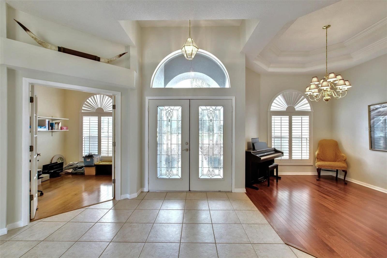 Leaded glass double entry doors