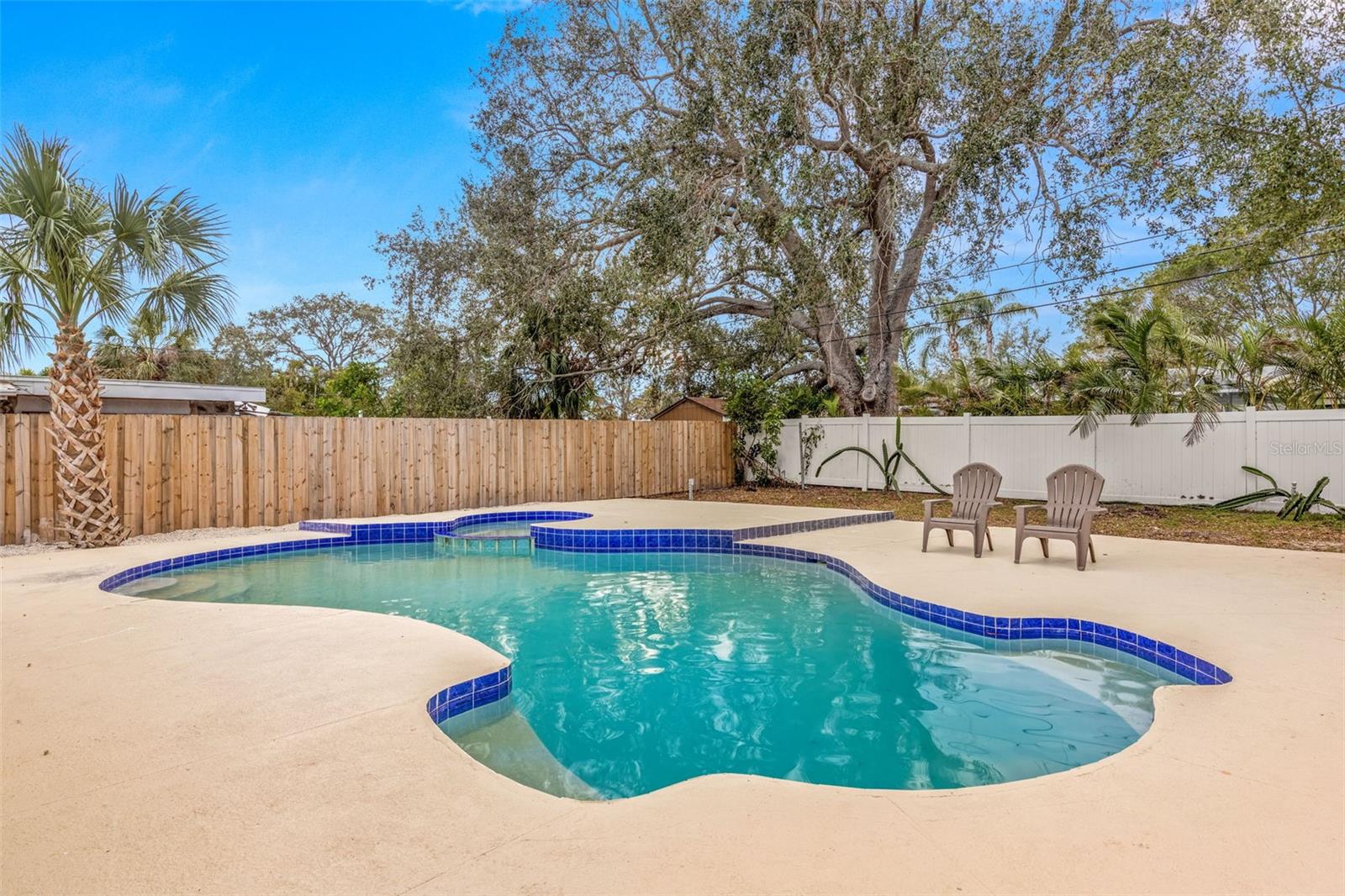 Pool with overflow Spa