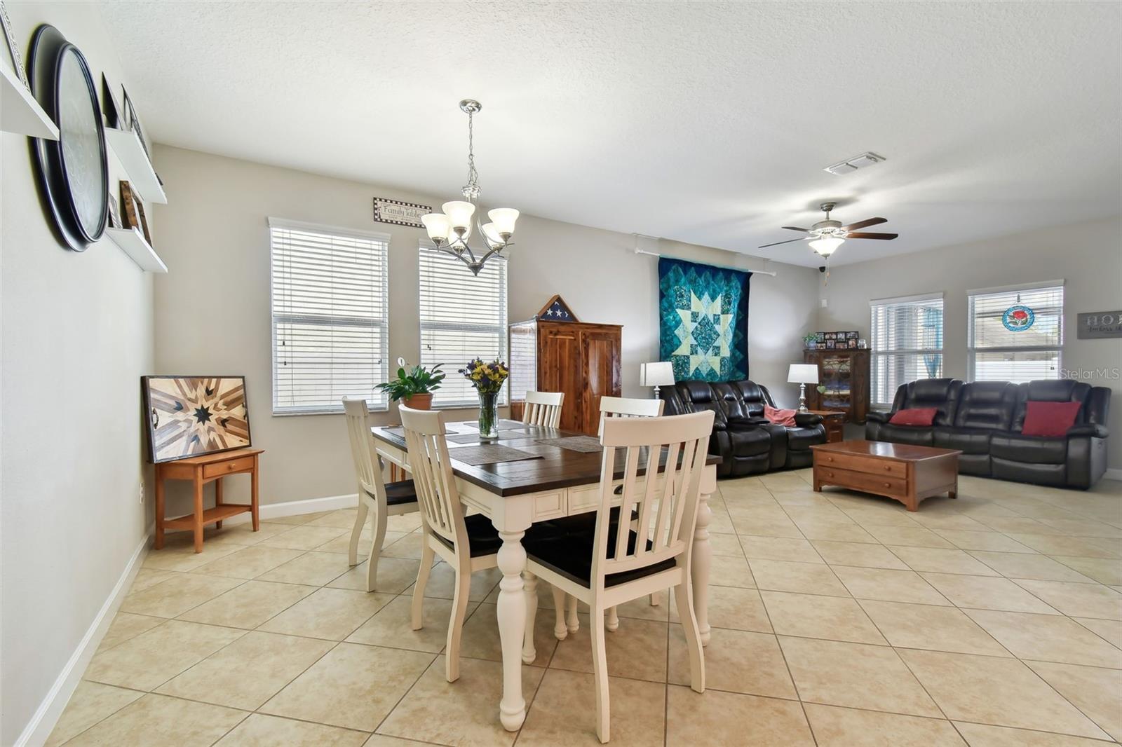 Dining room with view into living room