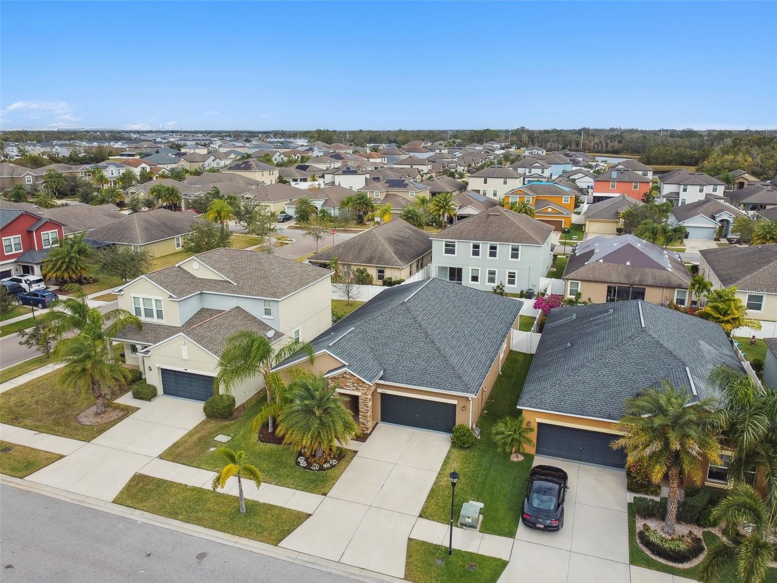 Aerial front view of home