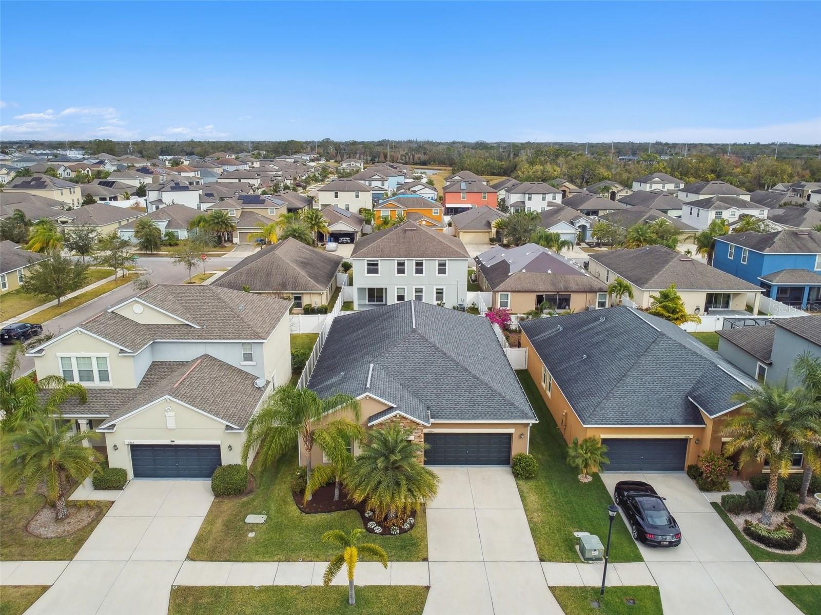 Aerial front view of home