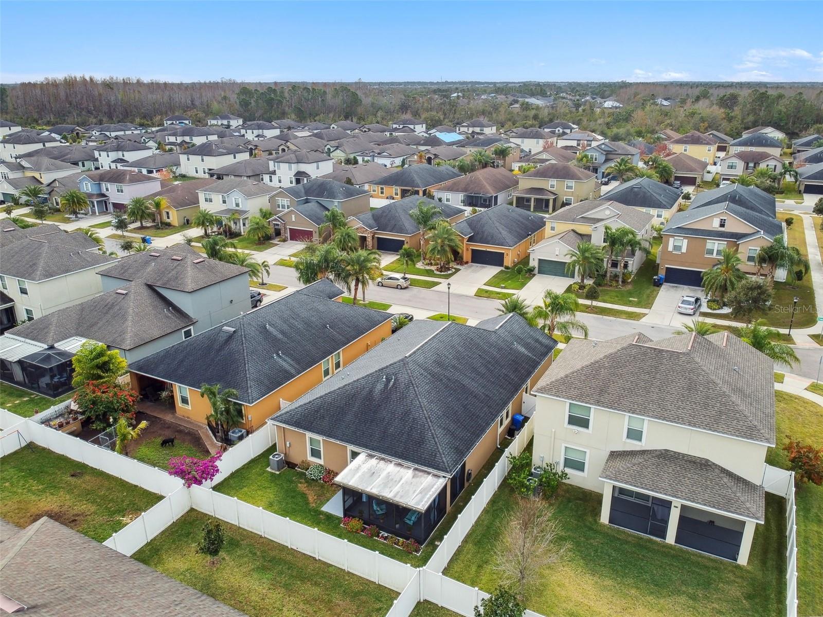 Aerial rear view of home