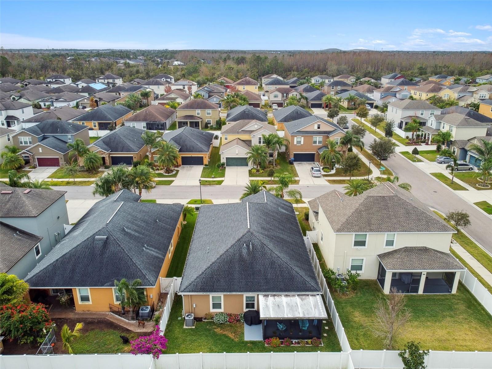 Aerial rear view of home