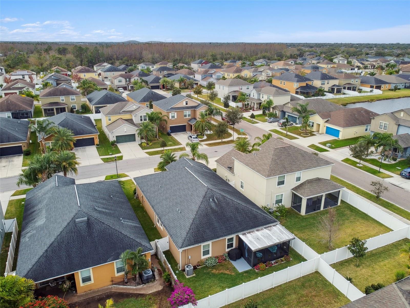 Aerial rear view of home