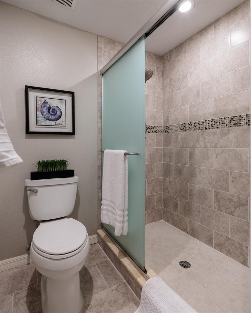 Spa-like Master Bath has private WC and walk in shower for privacy from Bedroom area.