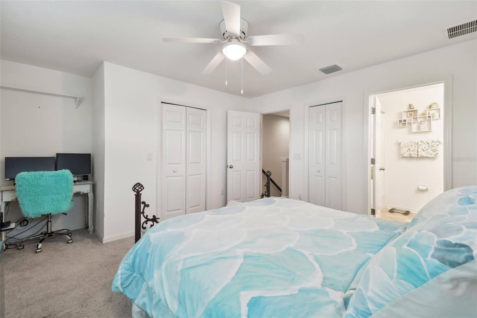 Master bedroom with 2 closets.