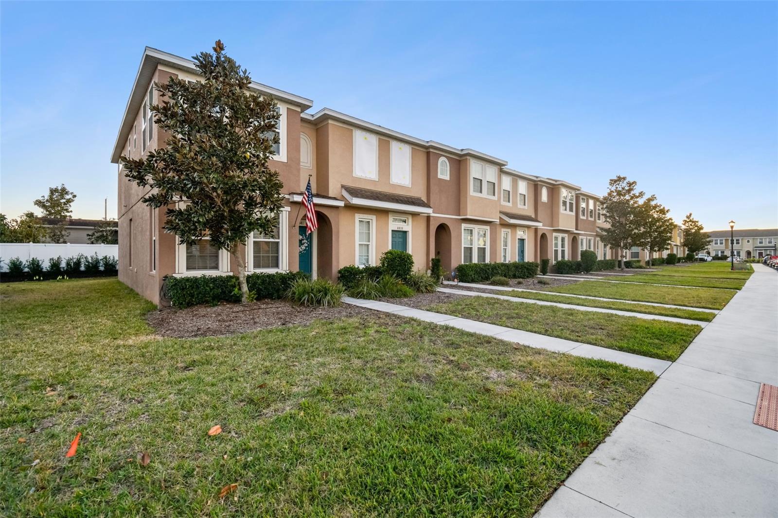 View towards the side of the townhome.