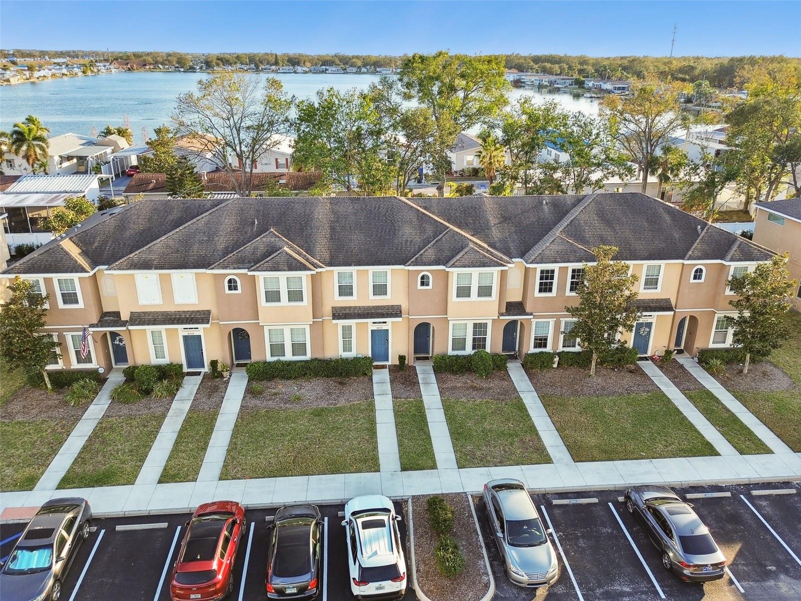 Aerial view of the townhome.