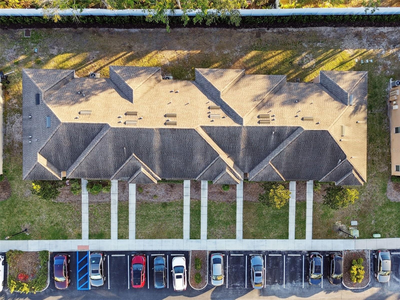 Aerial view from above the townhome.