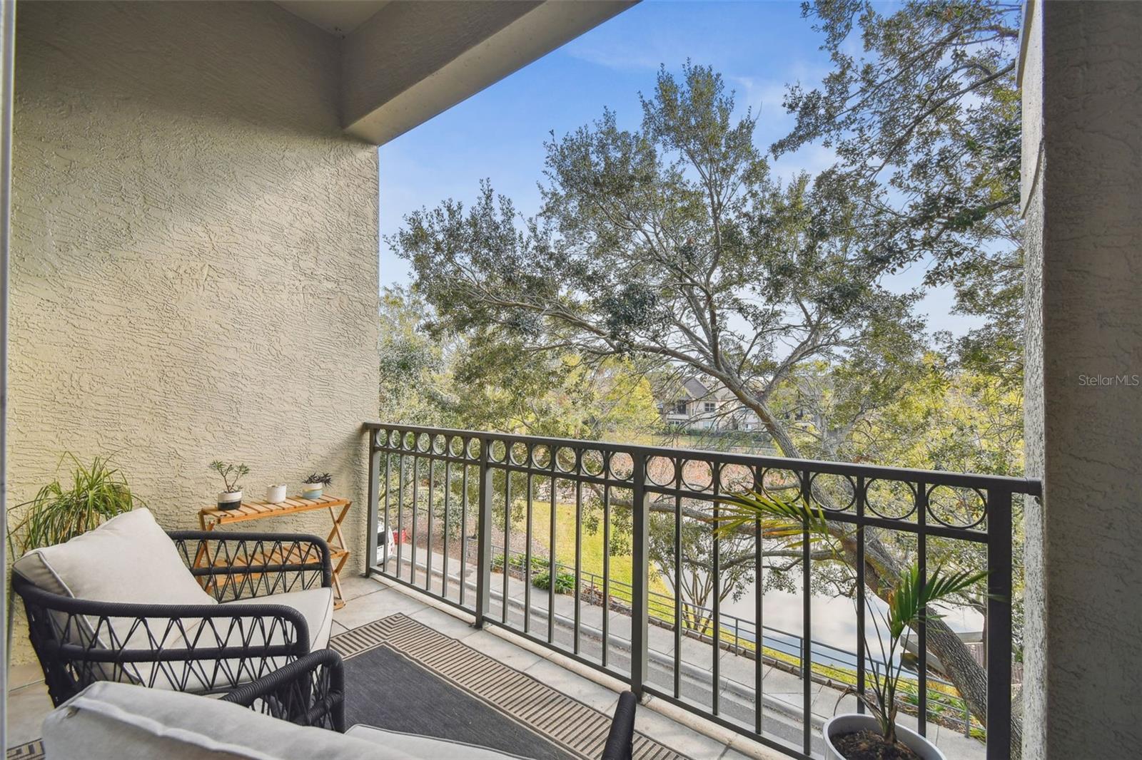 Balcony with large storage closet