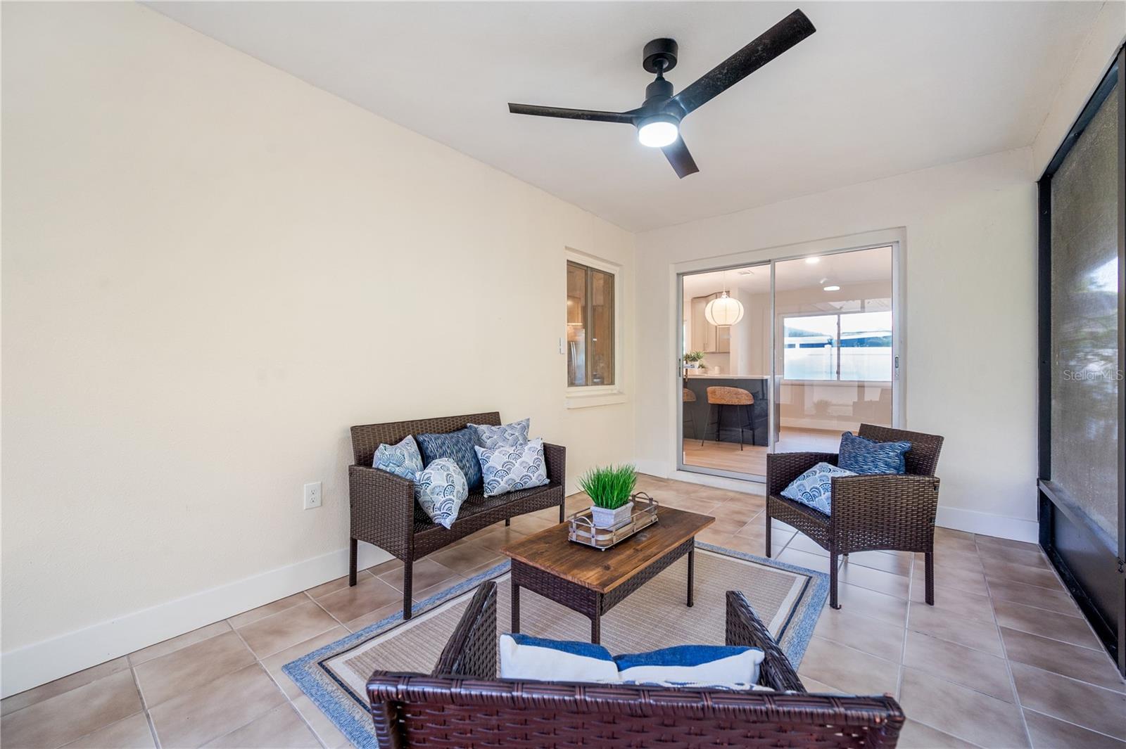 Screened in Porch with Electricity and Brand New Fan and Light Fixture