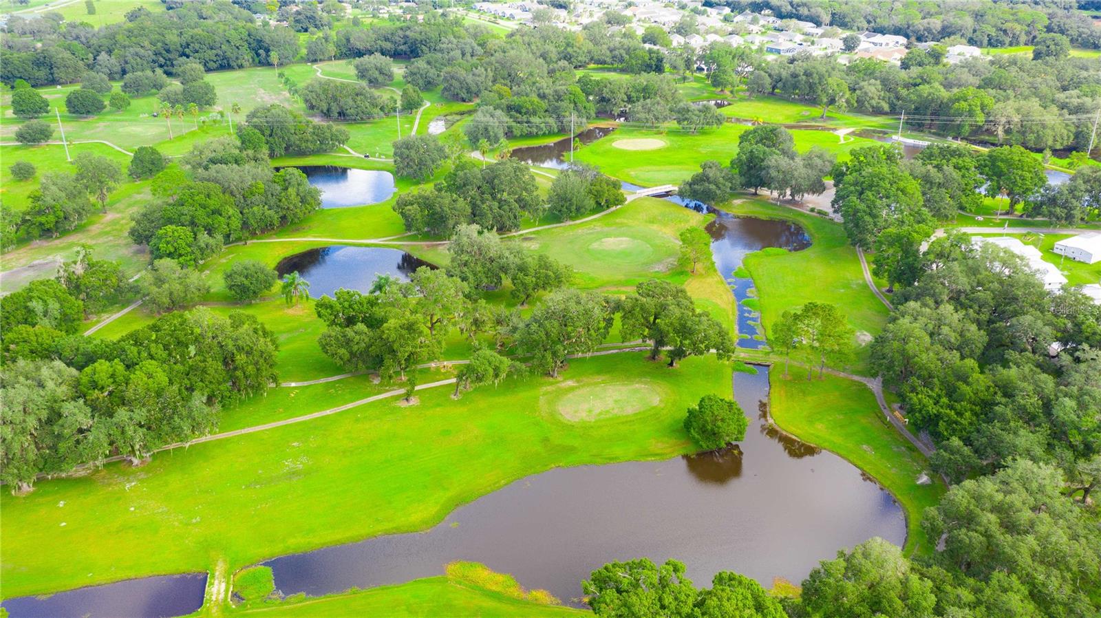 Community golf area has three nine-hole corses.