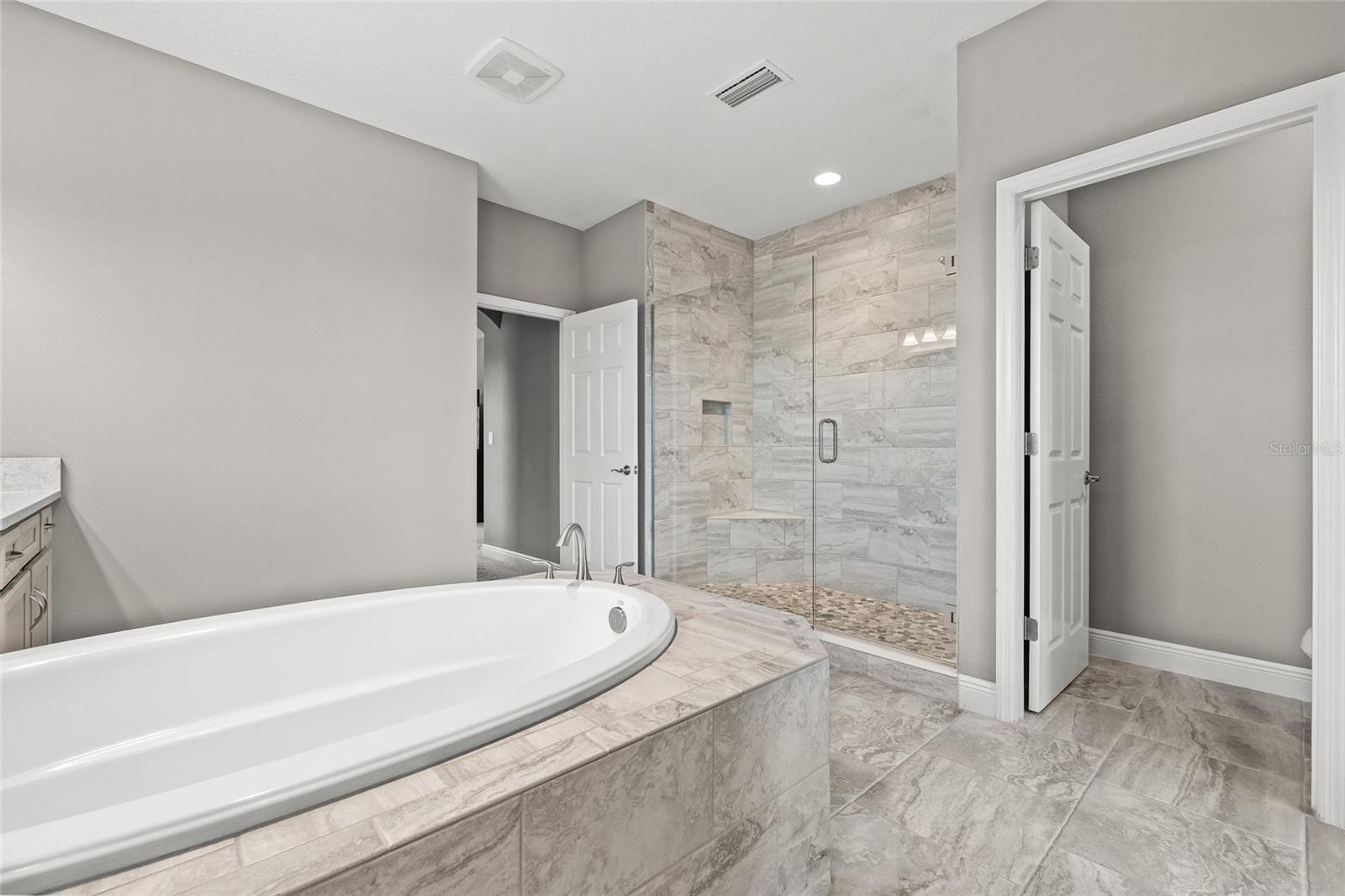 Large walk-ins shower and bath and private water closet