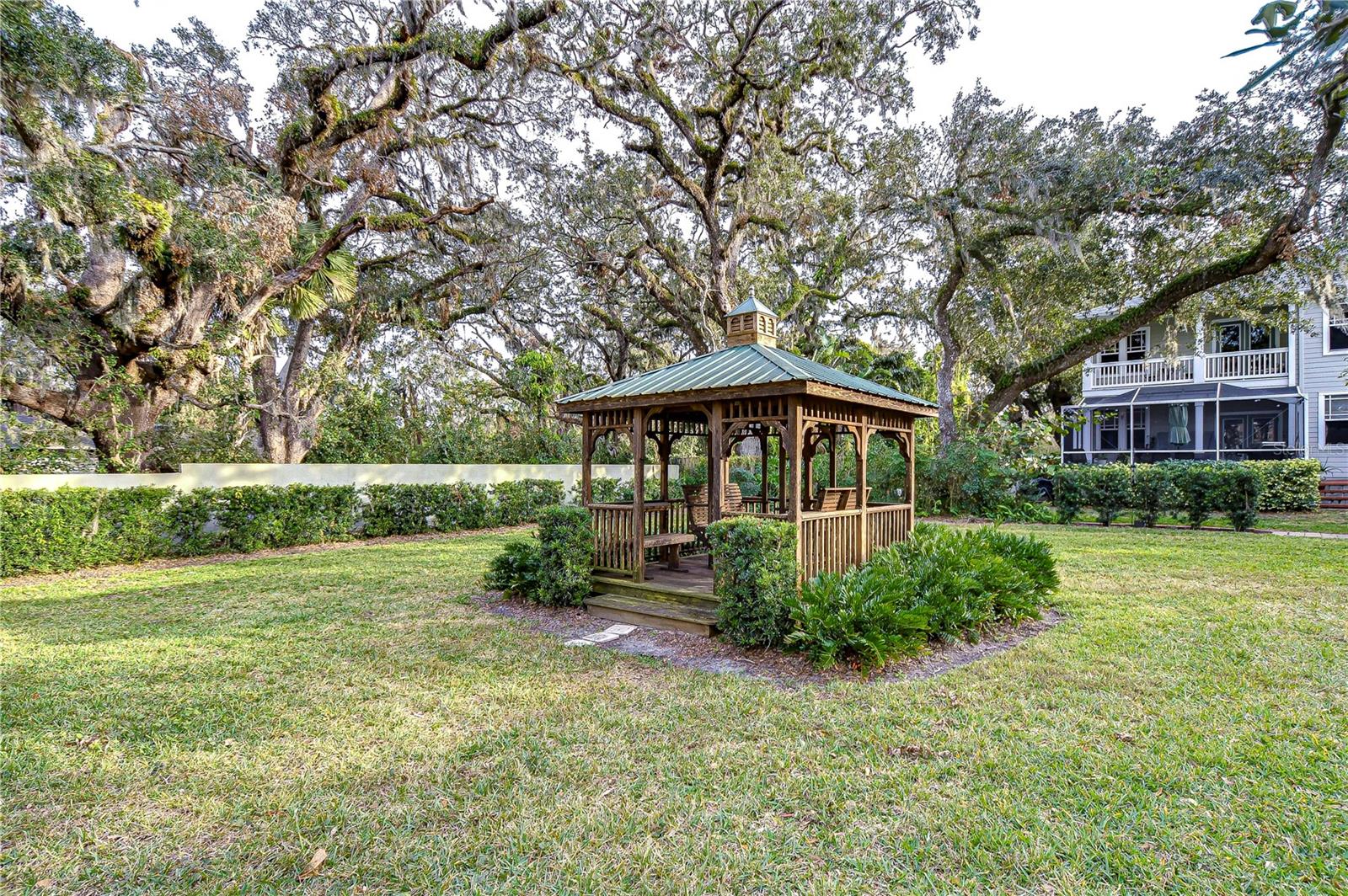 Community gazebo gives a great place to relax and take in the tree views!