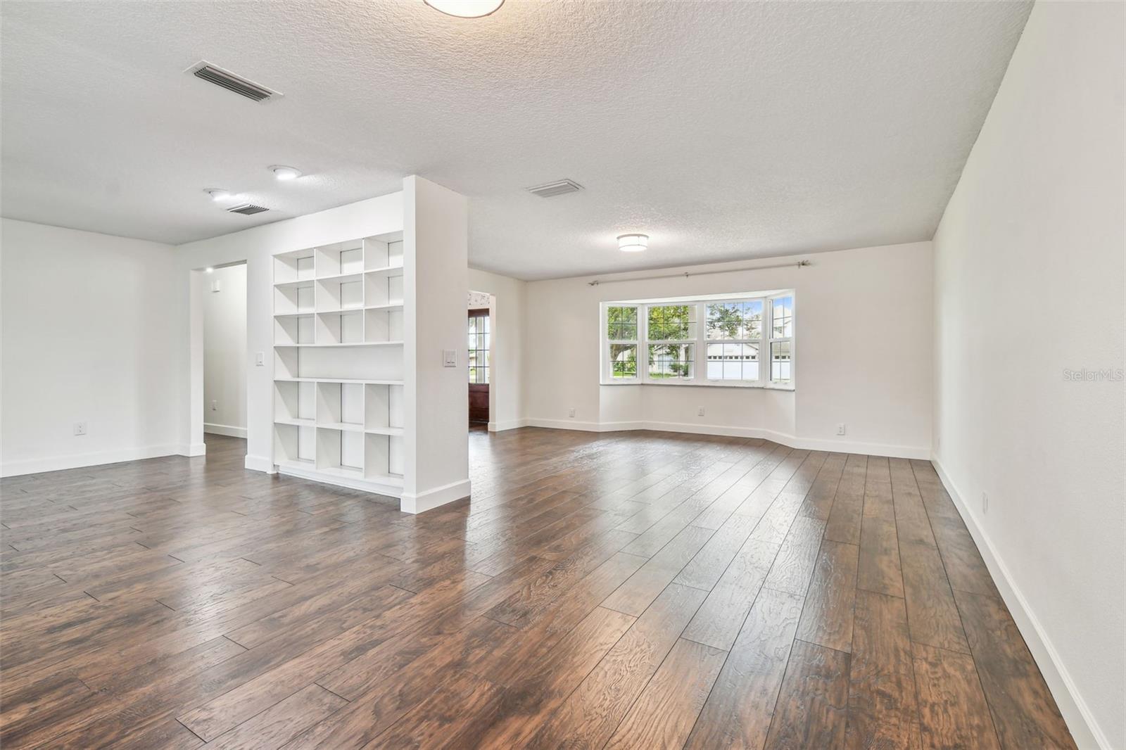 Shows the open floor plan with some division