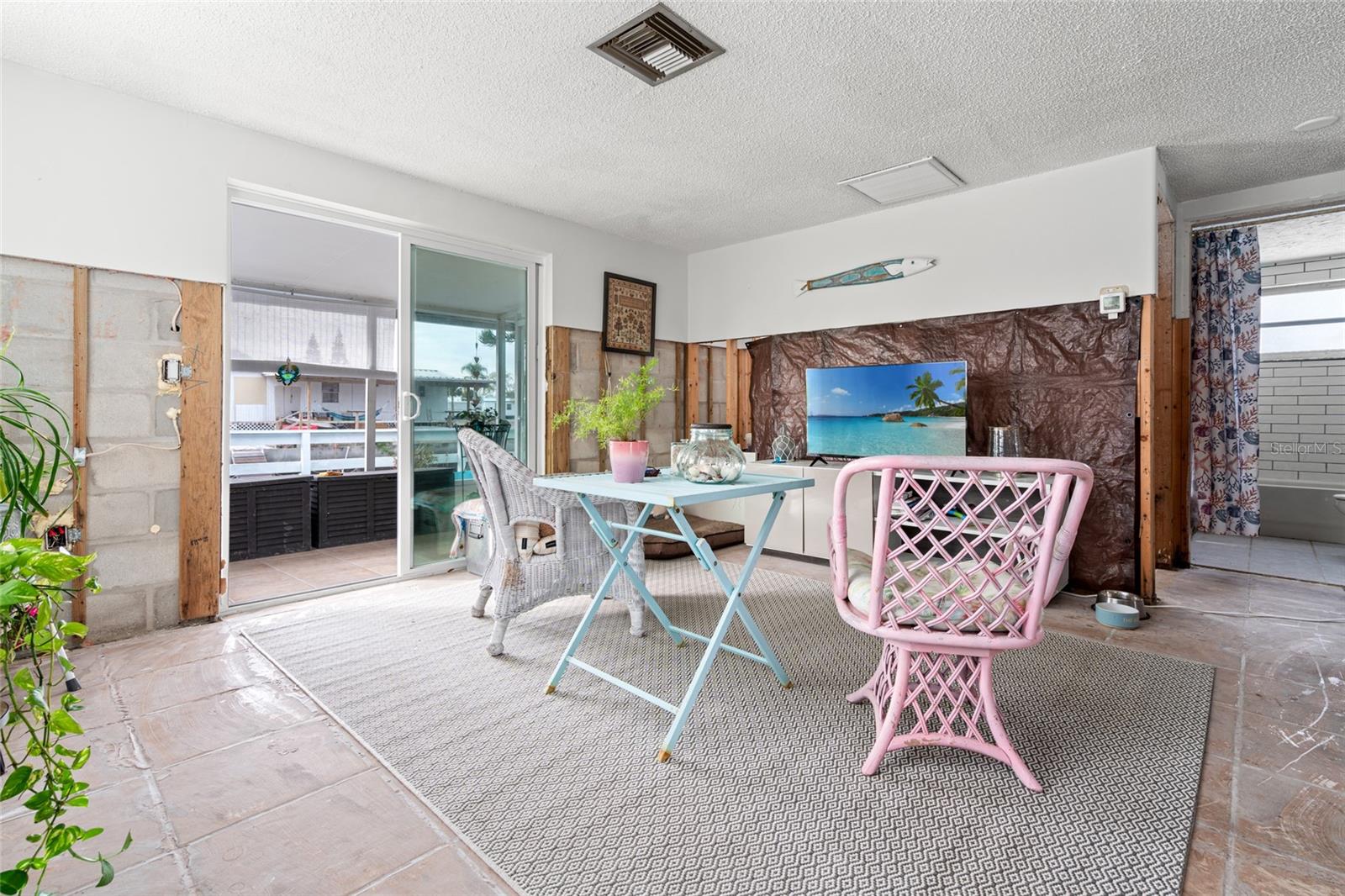 large open family room with a view