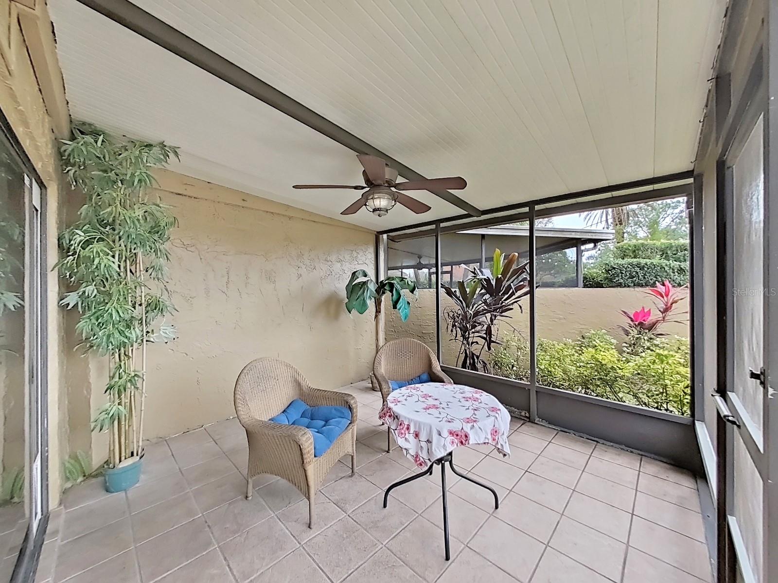 Screen enclosed patio.