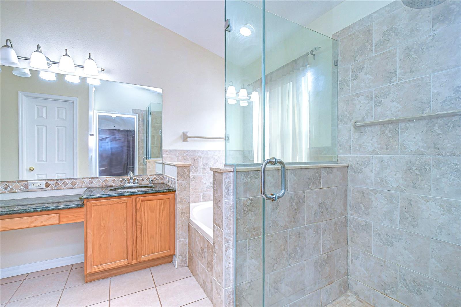 Large shower and soaking tub!