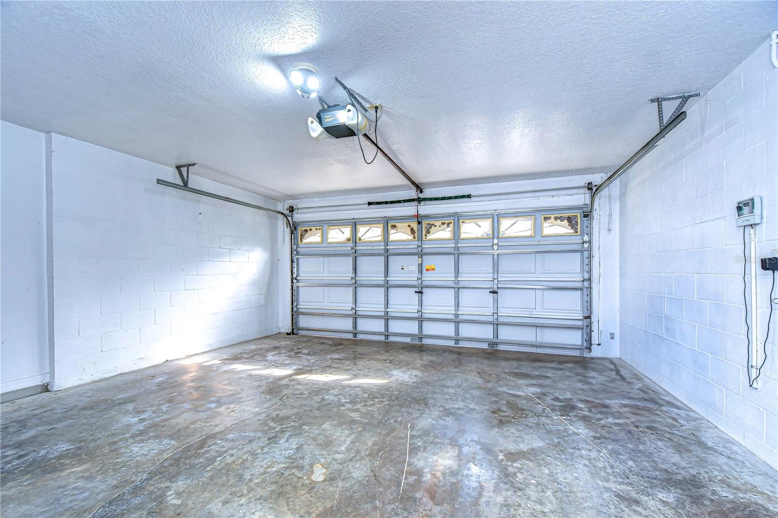 Large two car garage.