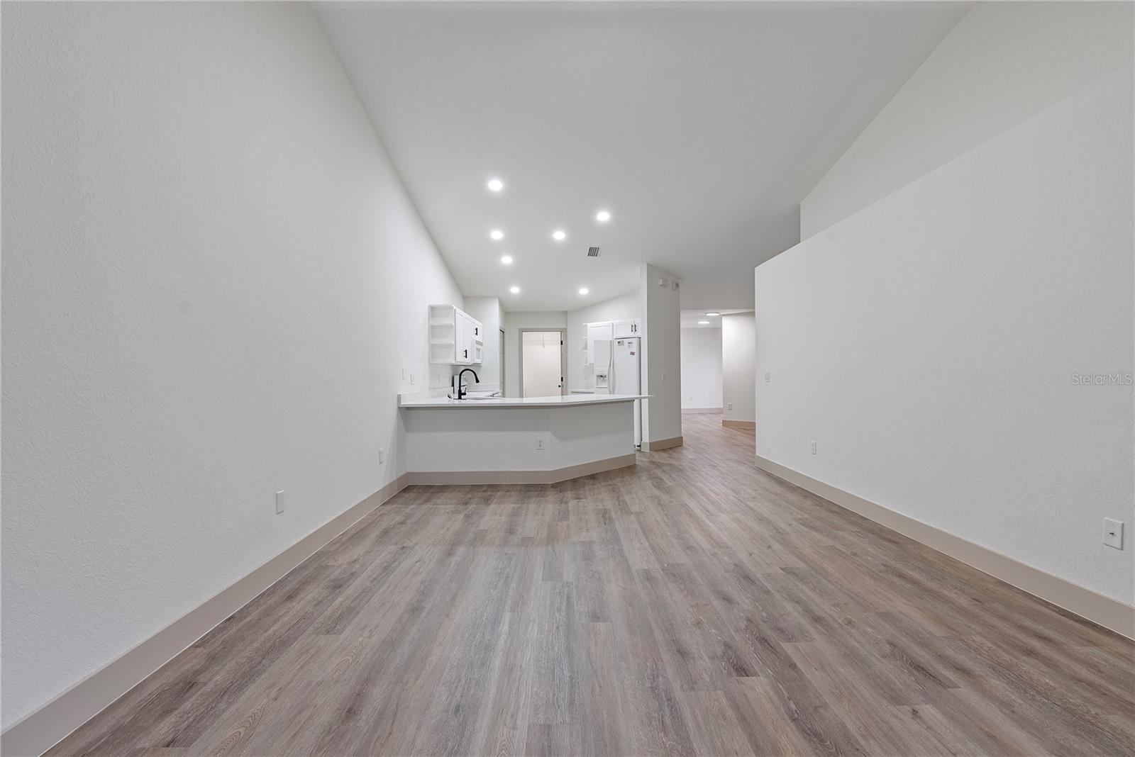 View Of The Kitchen And New Vinyl Flooring.