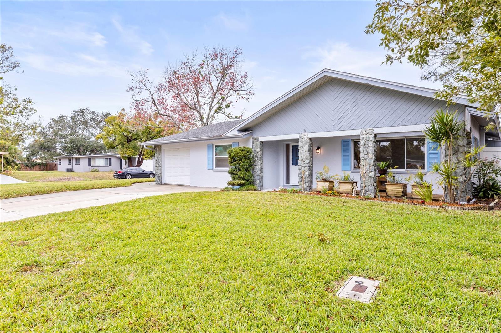 Front of home on spacious corner lot