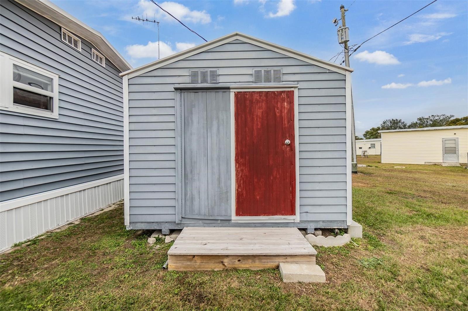 Detached storage shed.