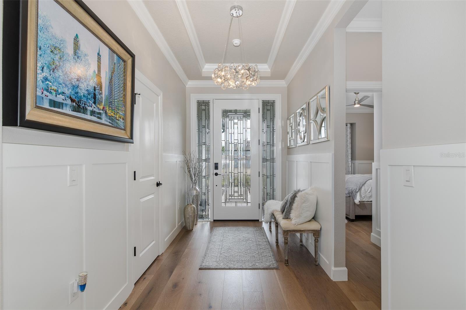 Custom Wainscoting In Foyer & Tray Ceiling!