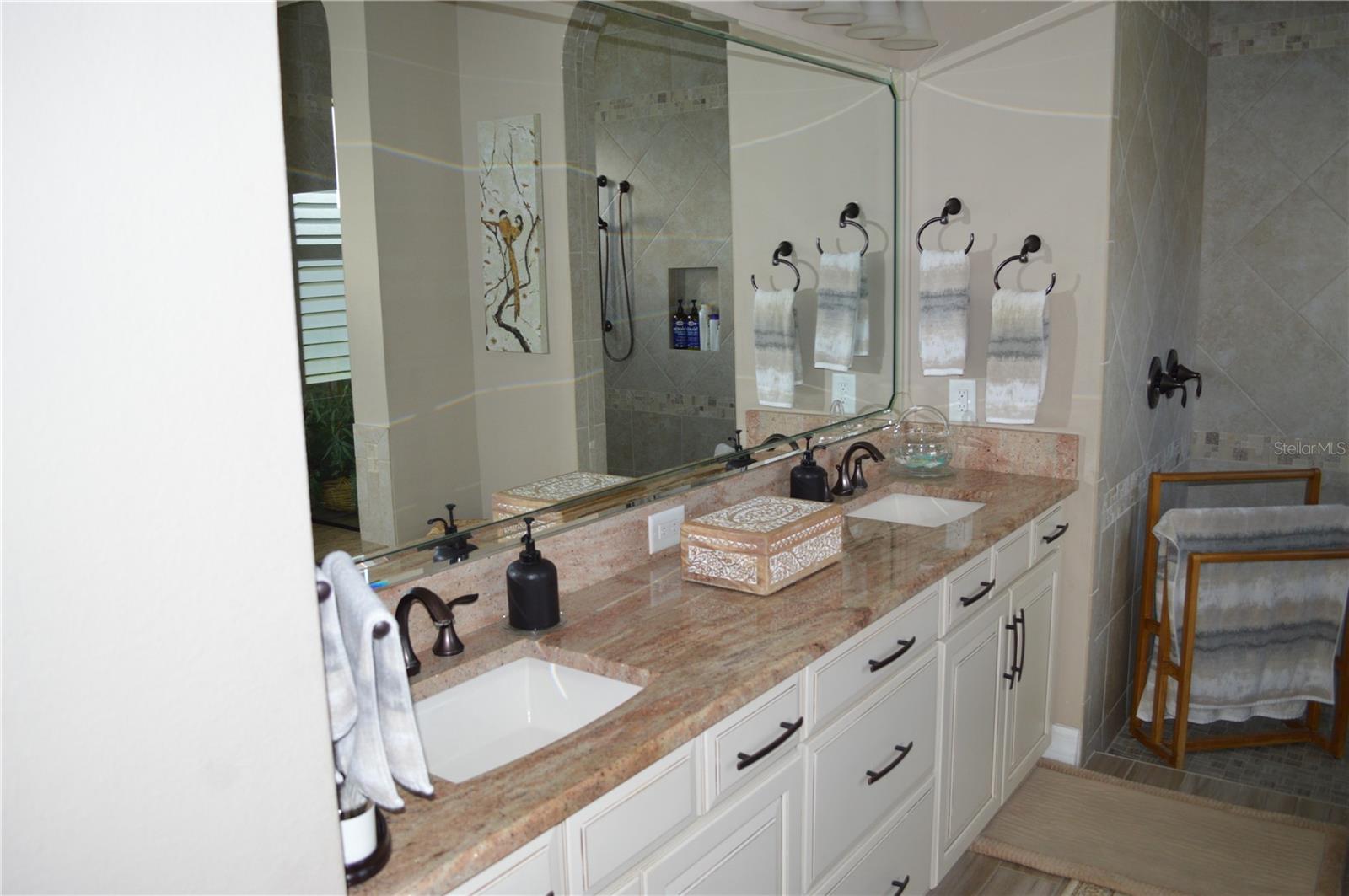 Master bath dual vanities.