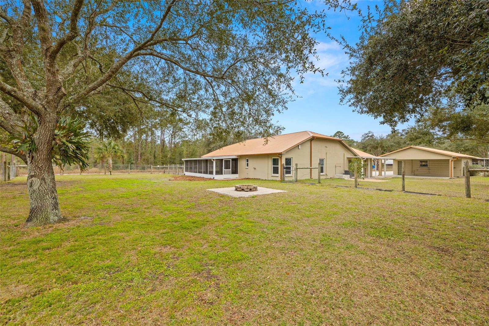 Primary House Backyard with firepit