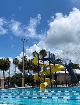 water slide at the center