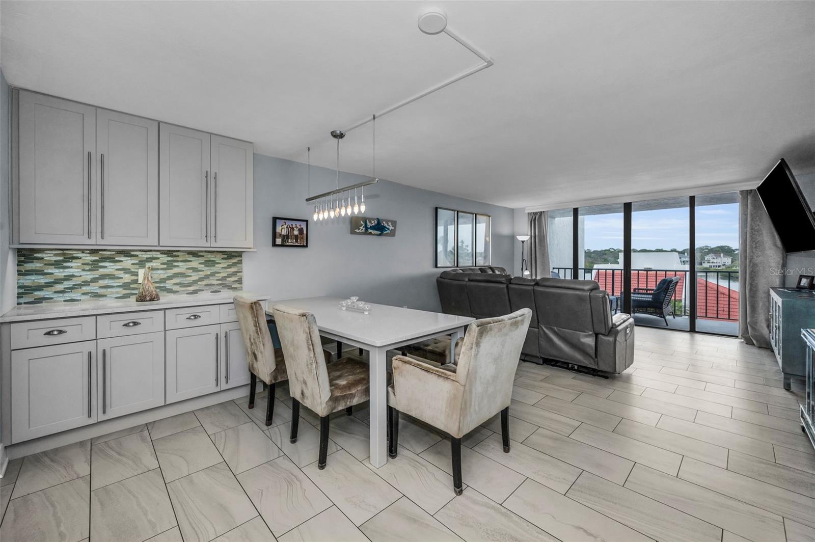 The Contemporary Kitchen overlooks the Living Area