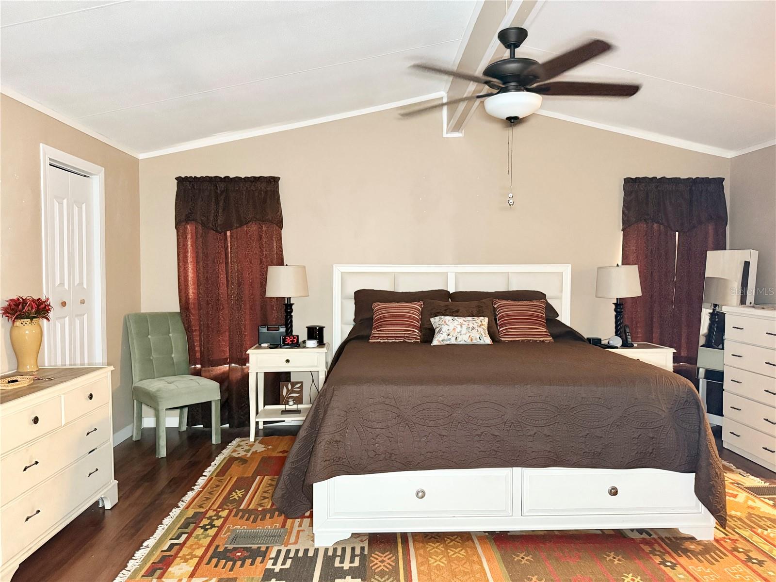 Primary Bedroom - Vaulted Ceiling and Ceiling Fan