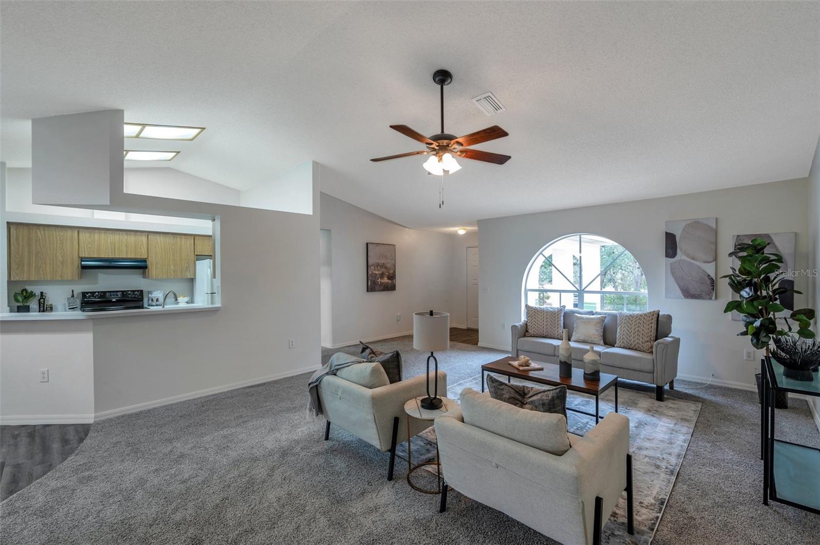 Looking from the Primary Suite into the Living Room.