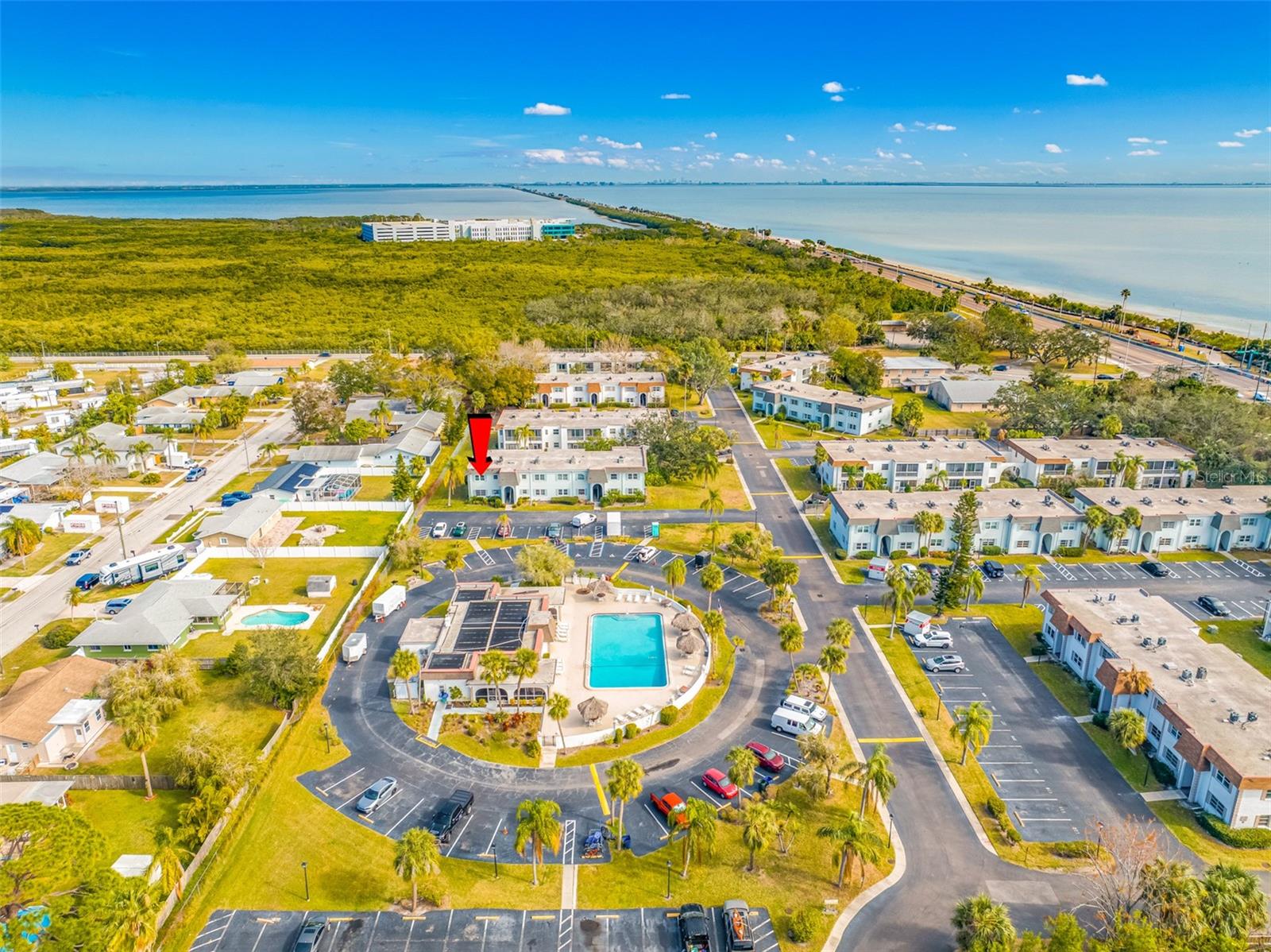 Aeriel View of Causeway Bridge & Tampa Bay